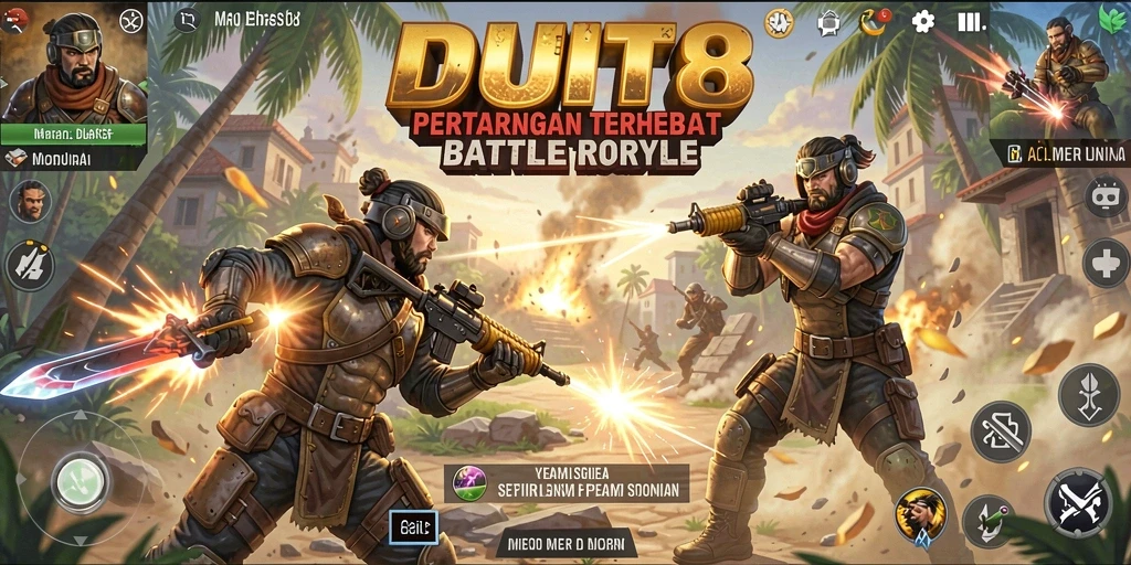 Tampilan menarik dari gameplay seru dalam DUIT8 Battle Royale.