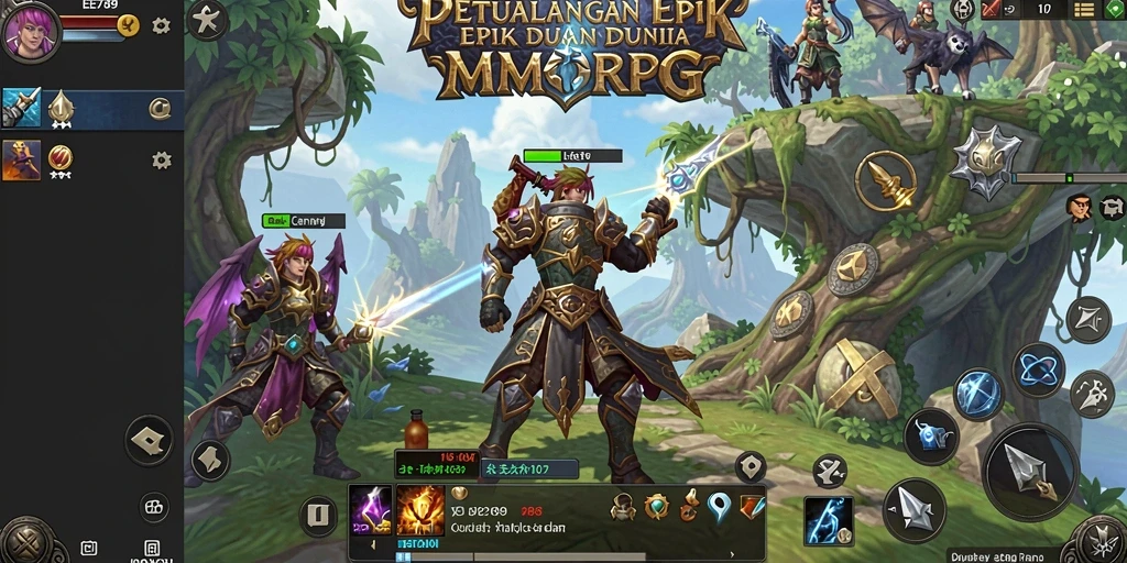 Gameplay menarik dalam dunia MMORPG yang luas.