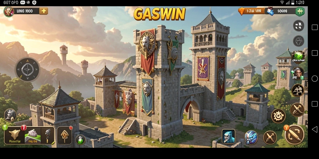 Tampilan menara dan serangan dalam permainan Tower Defense GASWIN.