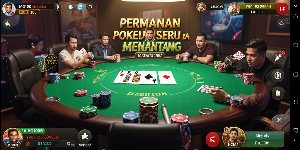 Tampilan gameplay Poker MG108 yang mendebarkan dan penuh tantangan.