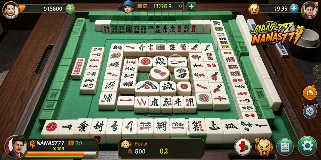Tampilan gameplay seru dalam NANAS777 dengan elemen Mahjong.