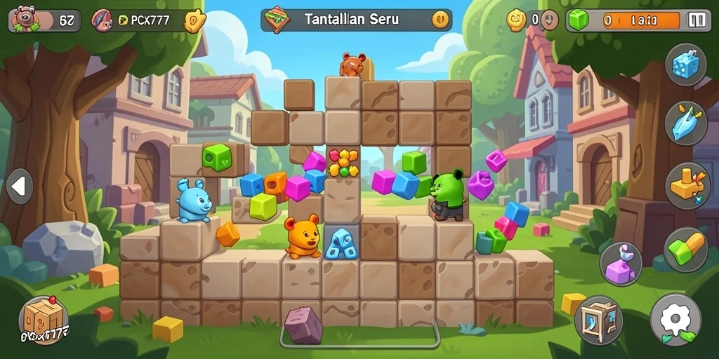 Tampilan gameplay PCX777 yang menampilkan berbagai teka-teki menarik.