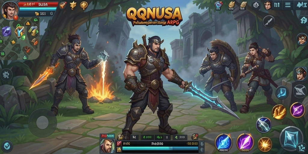 Tampilan gameplay menarik dalam QQNUSA dengan aksi ARPG.