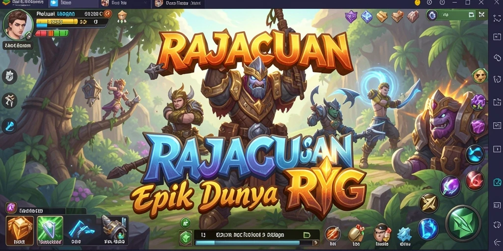 Screenshot gameplay RAJACUAN yang menampilkan pertarungan epik dalam dunia RPG.