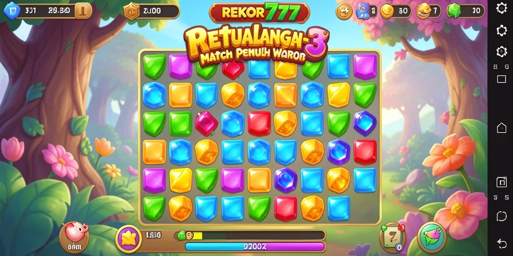 Tampilan gameplay seru dari game Match-3 REKOR777.