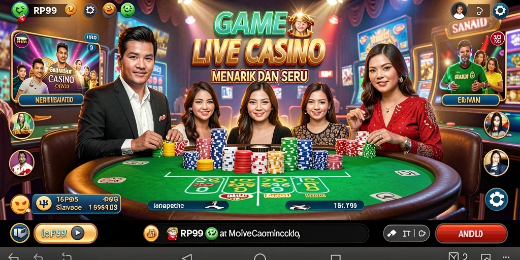 Tampilan gameplay Live Casino yang mendebarkan dan interaktif di RP99.