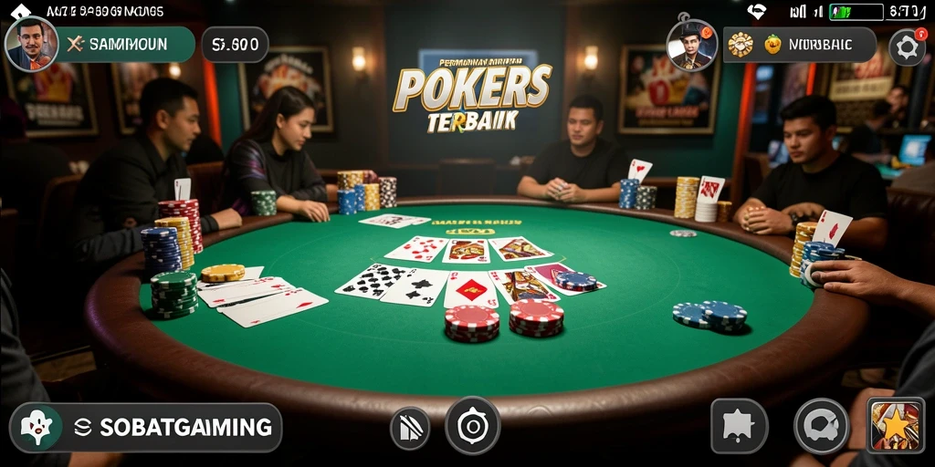 Tampilan gameplay Poker yang mendebarkan di SOBATGAMING