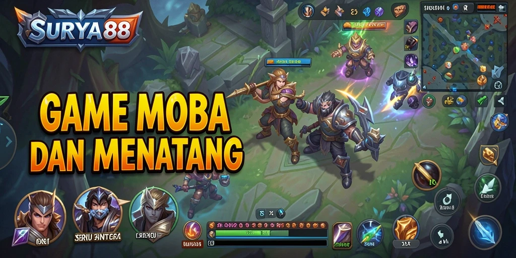 Tangkapan layar gameplay <strong>SURYA88</strong> yang penuh aksi dan strategi MOBA.