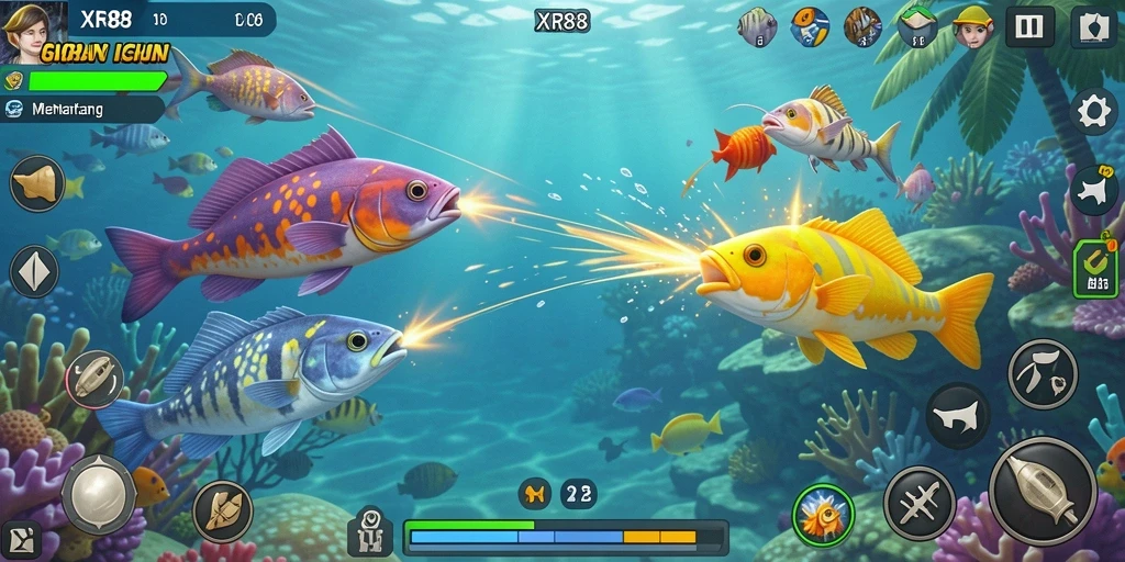 Tampilan seru dan penuh aksi dari gameplay Tembak Ikan.